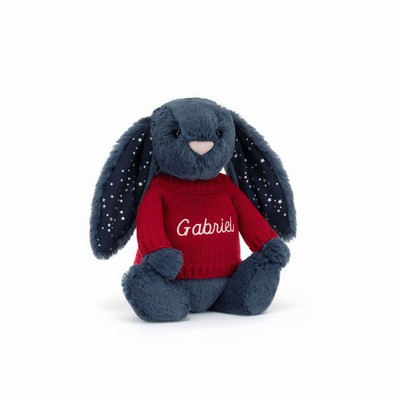 Jellycat Bashful Stardust Bunny with Red Jumper USA | 14760SRCY